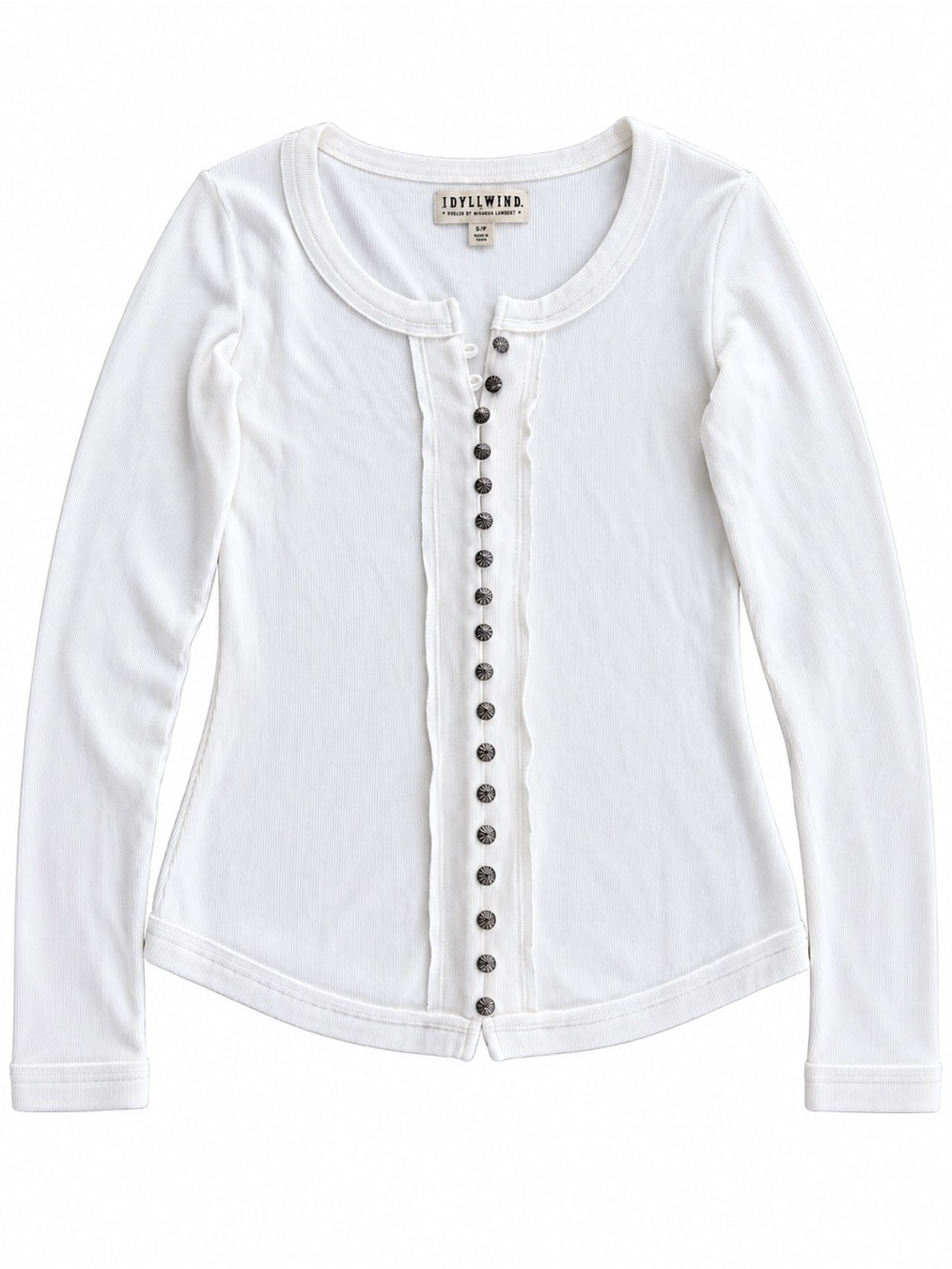 Idyllwind White Ribbed Concho Button Front Western Top Small - Picture 1 of 7
